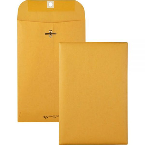 Quality Park Clasp Envelope, 28 lb Bond Weight Kraft, #55, Square Flap, Clasp/Gummed Closure, 6 x 9, Brown Kraft, 100/Box