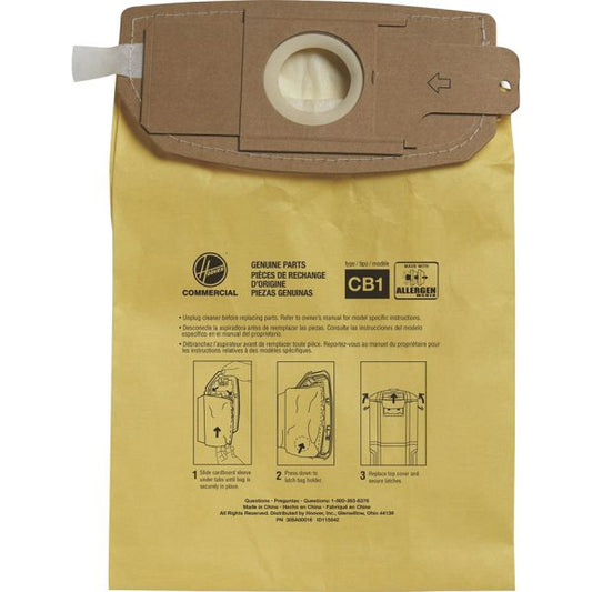 Hoover Hoover HushTone 6-Quart Vacuum Bags 60 / Carton - Type CB1 - 1.50 gal - Durable, Self-sealing, Disposable, Micro Allergen - Yellow