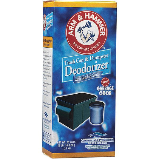 Arm & Hammer Trash Can and Dumpster Deodorizer with Baking Soda, Sprinkle Top, Original, Powder, 42.6 oz Box, 9/Carton