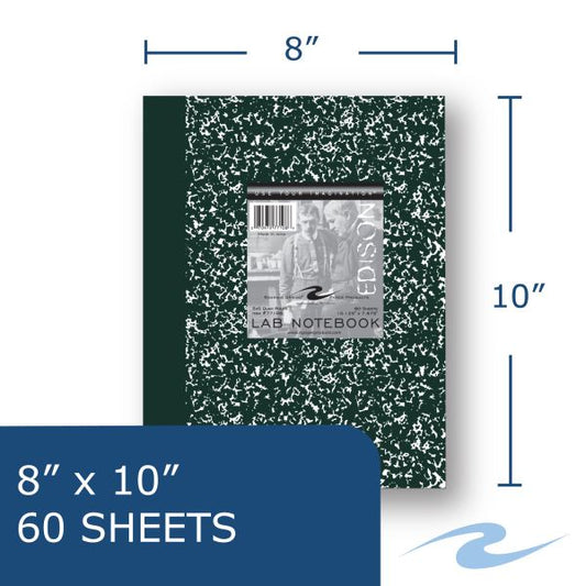 Marble Lab Book 10"x8" 5x5 Graph Ruled Green Cov Case of 24 of Marble Lab Notebooks, 10"x8", 60 sheets of 15# Smooth White Paper,, gloss laminate cover, 5x5 graph