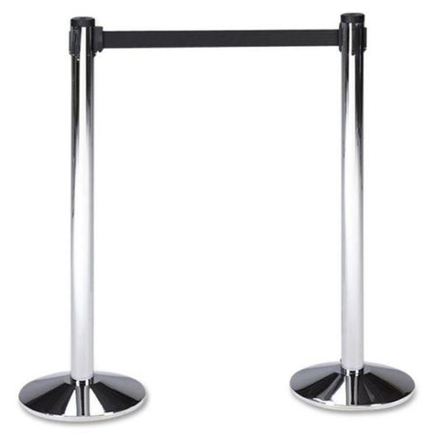 Tatco Adjusta-Tape Crowd Control Stanchion Base Only, Polished Aluminum, 14" Diameter, Silver, 2/Box