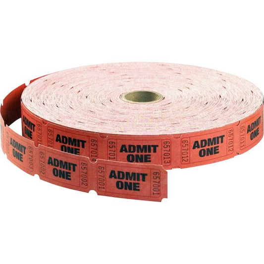 Maco Admit One Single Roll Tickets 1" x 2" - 2000Roll/ - Red