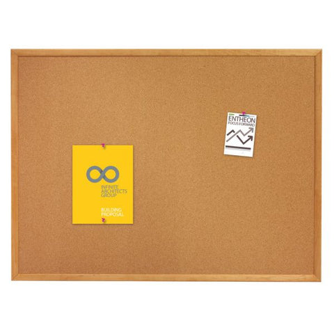 Quartet Classic Series Cork Bulletin Board, 36 x 24, Natural Surface, Oak Fiberboard Frame