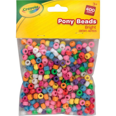 Pacon Crayola Pony Beads Key Chain, Project, Party, Classroom, Necklace, Bracelet - 400 Piece(s) - 24 / Each - Bright Assorted