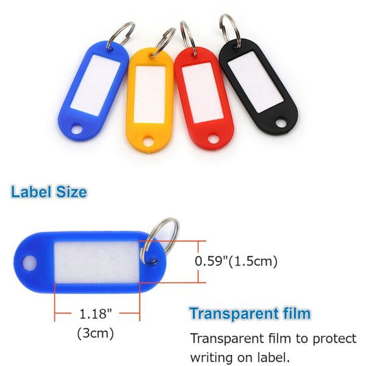 CARL Split Ring Key Tags 3" Length x 3" Width - Ring Fastener - 20 / Pack - Plastic - Assorted