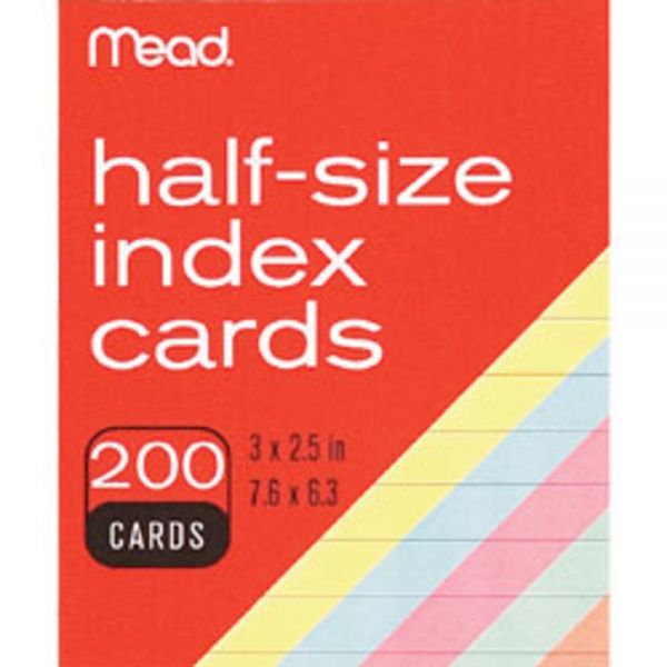 Mead 3" x 2.5" Ruled Index Cards 3" x 2.50" - Ruled - Assorted Colors - 200/ Pack