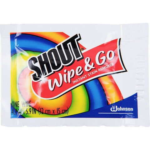 Shout Wipe and Go Instant Stain Remover, 4.7 x 5.9, 80 Packets/Carton