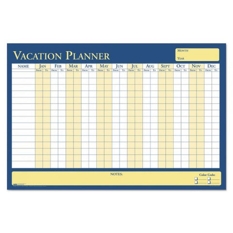 House of Doolittle 100% Recycled All-Purpose/Vacation Planner, 36 x 24, White/Blue/Yellow Surface, Undated Calendar