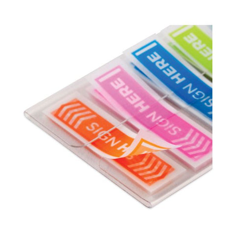 Post-it Flags Arrow Message 0.5" Page Flags, Five Assorted Bright Colors, 20 Flags/Dispenser, 5 Dispensers/Pack