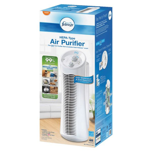 Honeywell Febreze HEPA-Type Air Purifier Tower HEPA, Activated Carbon - 170 Sq. ft. - White