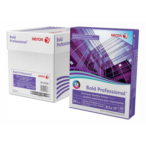 Xerox Bold Professional Quality Paper, Letter Size (8 1/2" x 11"), 98 (U.S.) Brightness, 24 Lb, FSC Certified, Ream Of 500 sheets, Case of 5 reams