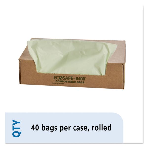 Stout by Envision EcoSafe-6400 Bags, 48 gal, 0.85 mil, 42" x 48", Green, 40/Box