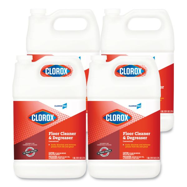 Clorox Professional Floor Cleaner and Degreaser Concentrate, 1 gal Bottle, 4/Carton