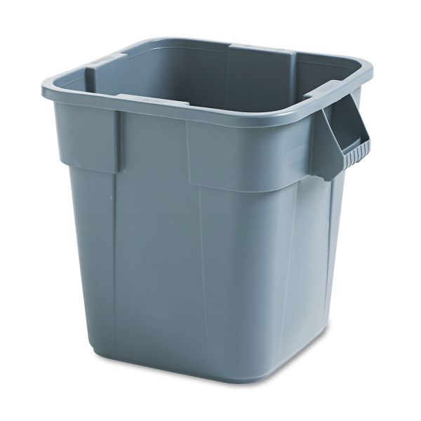 Rubbermaid Commercial Square Brute Container, 28 gal, Polyethylene, Gray