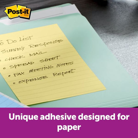 Post-it Notes Super Sticky Pads in Canary Yellow, Note Ruled, 4" x 6", 90 Sheets/Pad, 5 Pads/Pack