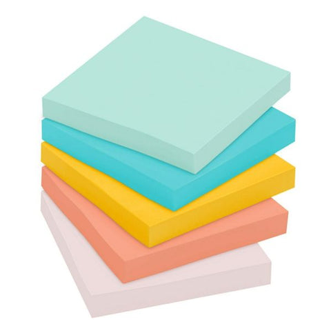 Post-it Notes Original Pads in Beachside Cafe Collection Colors, 3" x 3", 100 Sheets/Pad, 12 Pads/Pack