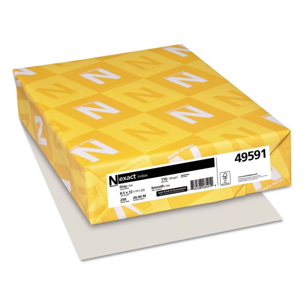 Neenah Paper Exact Index Card Stock, Smooth, 110lb, 8 1/2 x 11, Gray, 250 Sheets