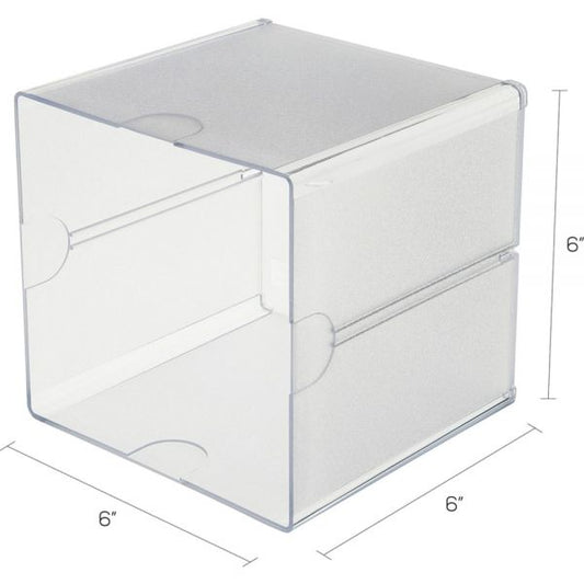 deflecto Stackable Cube Organizer, 1 Compartment, 6 x 6 x 6, Plastic, Clear