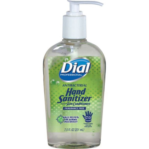 Dial Gel Hand Sanitizer 7.50 oz Size - Fragrance Free - Moisturizing - Push Pump Dispenser - 12/ Carton