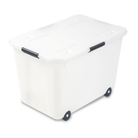 Advantus Rolling Storage Box, Letter/Legal, 15-Gallon Size, Clear, 1 Each