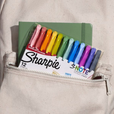 Sharpie S-Note Highlighters, Chisel Tip, Assorted Colors, Pack Of 12 Highlighters