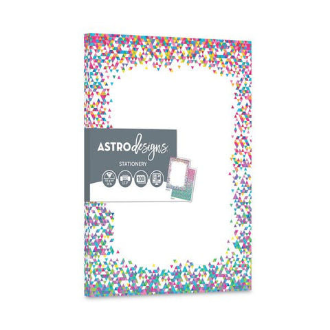 Astrodesigns Pre-Printed Paper, 28 lb Bond Weight, 8.5 x 11, Confetti, 100/Pack