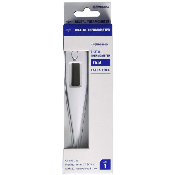 Medline Premier Oral Digital Thermometer Reusable, Latex-free - For Oral - White