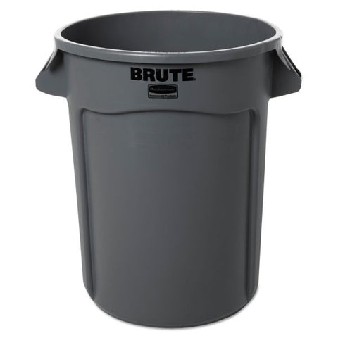 Rubbermaid Commercial Vented Round Brute Container, 32 gal, Plastic, Gray