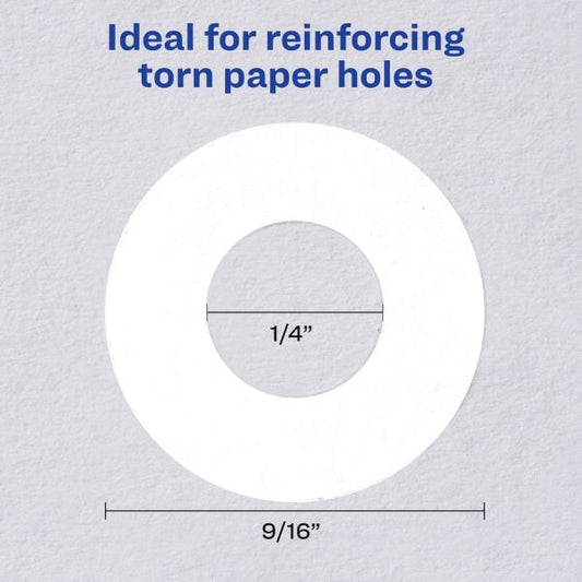 Avery Dispenser Pack Hole Reinforcements, 0.25" Dia, White, 200/Pack, (5729)