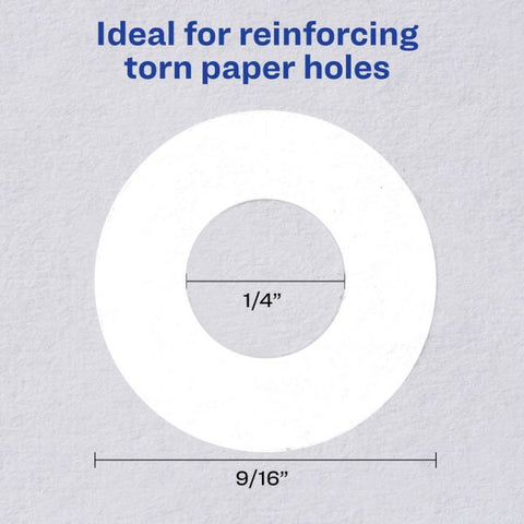 Avery Dispenser Pack Hole Reinforcements, 0.25" Dia, White, 200/Pack, (5729)