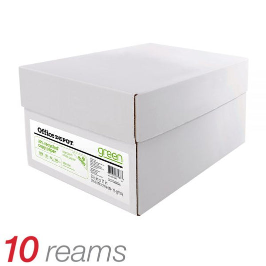 EnviroCopy Copy Paper, Letter Size (8 1/2" x 11"), 20 Lb, 30% Recycled, FSC Certified, White, 500 Sheets Per Ream, Case Of 10 Reams