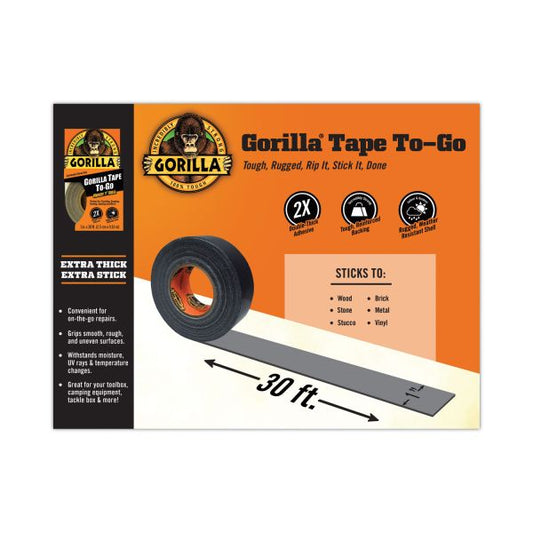 Gorilla Tape To-Go 10 yd Length x 1" Width - 1 Each - Black