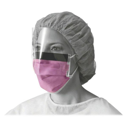 Medline Prohibit Face Mask w/Eyeshield, Polypropylene/Cellulose, Purple, 25/Box