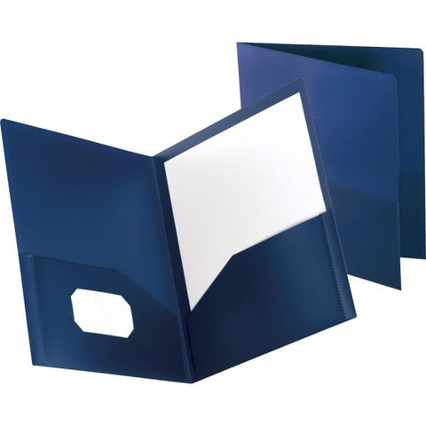 Oxford Poly Twin-Pocket Folder, 100-Sheet Capacity, 11 x 8.5, Opaque Dark Blue