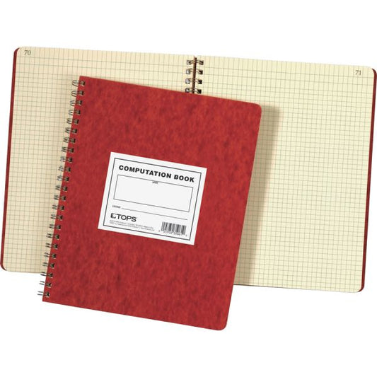 TOPS Engineer's Research & Computation Book 9.50" x 11.75" - Quad Ruled - 76 Sheets/ Book - Wire Binding - Red Cover - 1 Each