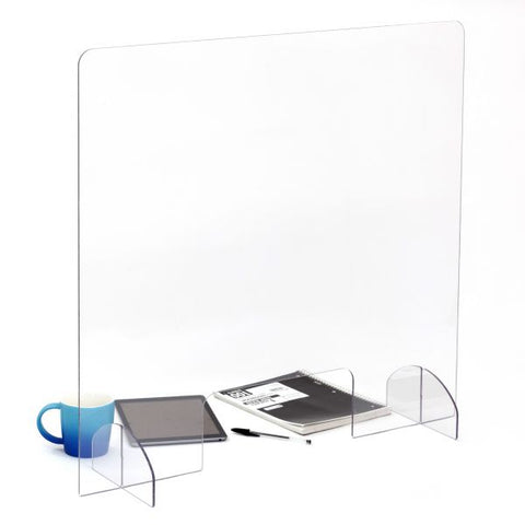 Portable Freestanding All-Acrylic Sneeze Guard with Document Pass-Through 30" Width x 8" Depth x 28" Height - 1 Each - Clear, Transparent - Acrylic