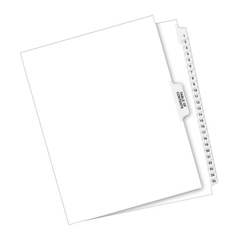 Avery Preprinted Legal Exhibit Side Tab Index Dividers, Avery Style, 25-Tab, 1 to 25, 11 x 8.5, White, 1 Set