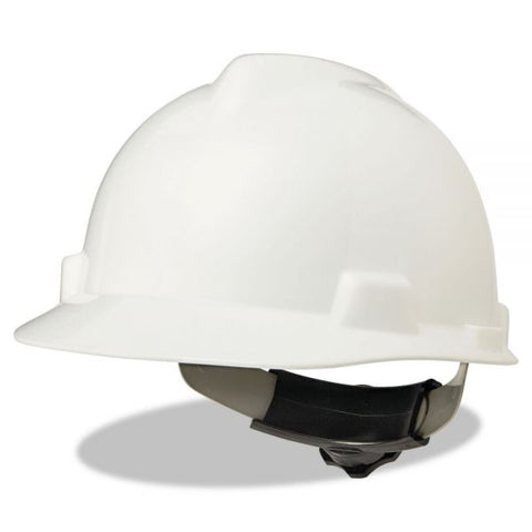 MSA V-Gard Hard Hats, Ratchet Suspension, Size 6.5 to 8, White