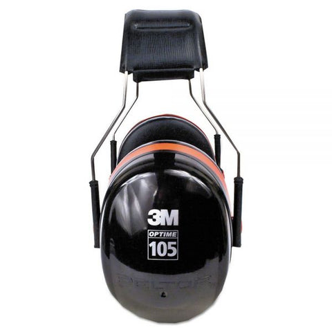 3M PELTOR OPTIME 105 High Performance Ear Muffs H10A, 30 dB NRR, Black/Red