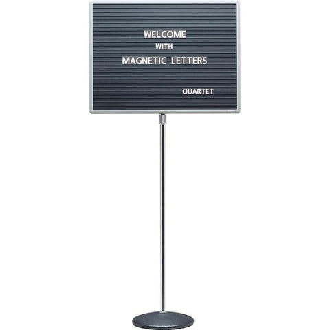 Quartet Adjustable Single Pedestal Letter Boards 16" Height x 20" Width - Black Magnetic Surface - Aluminum Frame - 1 Each