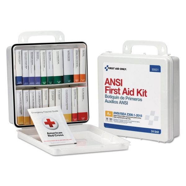 First Aid Only Unitized Weatherproof ANSI Class A+ First Aid Kit for 50 People, 24 Pieces, Plastic Case