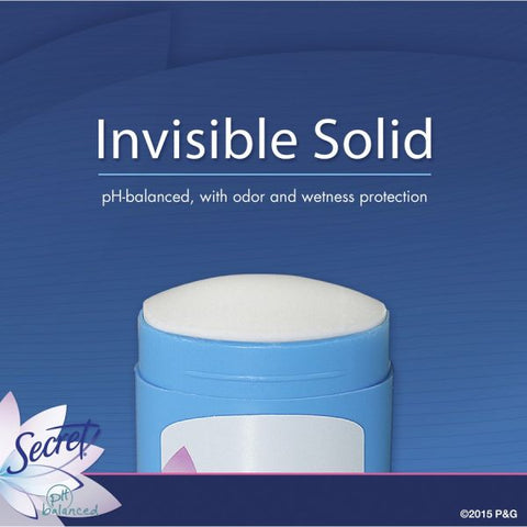 Secret Invisible Solid Anti-Perspirant and Deodorant, Powder Fresh, 0.5 oz Stick, 24/Carton