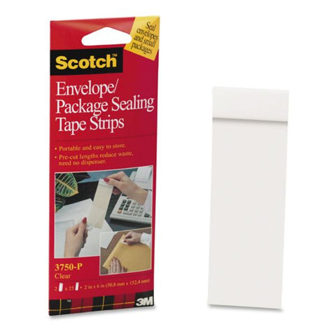 Scotch Envelope/Package Sealing Tape Strips, 2" x 6", Clear, 50/Pack