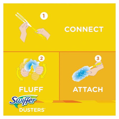 Swiffer Dusters Starter Kit, Dust Lock Fiber, 6" Handle, Blue/Yellow, 6/Carton