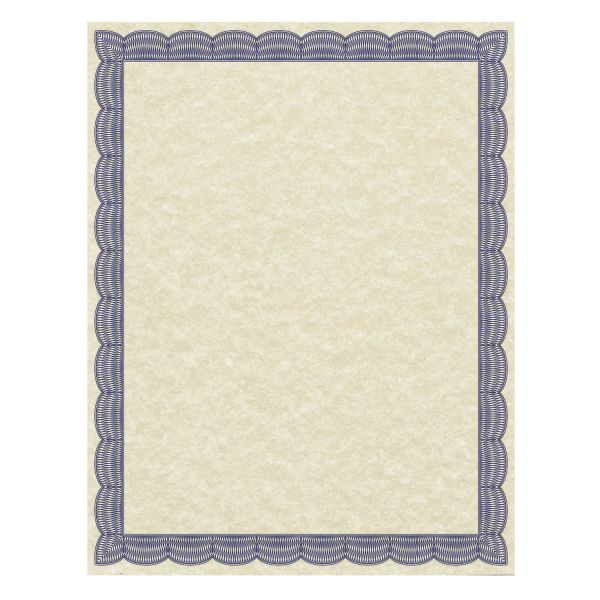 Southworth Parchment Certificates, Traditional, 8.5 x 11, Ivory with Blue Border, 50/Pack