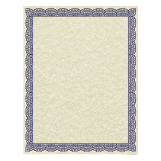 Southworth Parchment Certificates, Traditional, 8.5 x 11, Ivory with Blue Border, 50/Pack