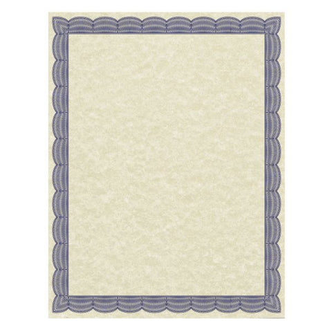 Southworth Parchment Certificates, Traditional, 8.5 x 11, Ivory with Blue Border, 50/Pack