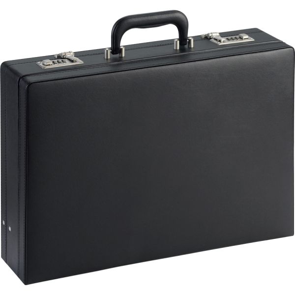 Lorell Expandable Attache Carrying Case 17.5" x 4"-5" x 12.5" - Vinyl - Black - Lockable