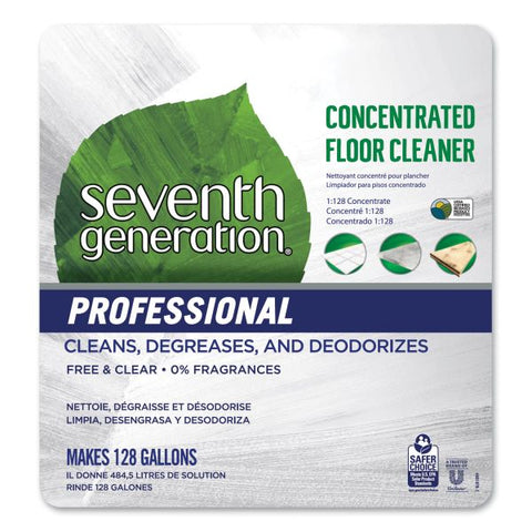 Seventh Generation Professional Concentrated Floor Cleaner, Free and Clear, 1 gal Bottle, 2/Carton Concentrate - 128 fl oz (4 quart) - Free & Clear/Unscented - 2 / Carton - Multi