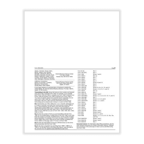 1096 Laser Tax Forms, 1-Part, 8-1/2" x 11", Pack Of 10 Forms